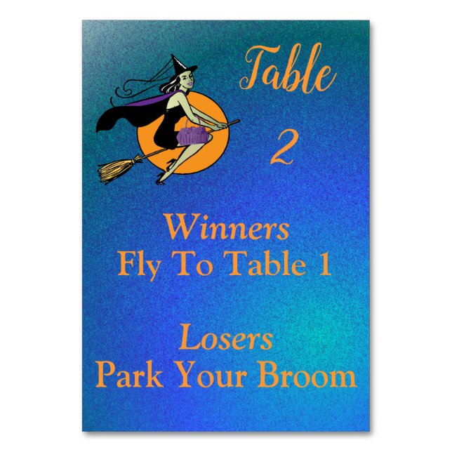 Bunco October Witch Park Your Broom 2 of 4 Table Number (Front)