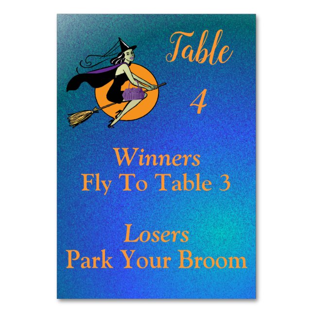 Bunco October Witch Park Your Broom 4 of 4 Table Number (Back)