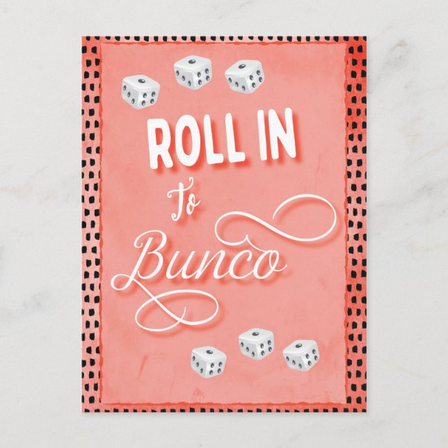 Bunco or Bunco Dice Game Night Party Invitation Postcard (Front)