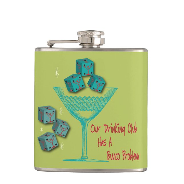 Bunco - Our Drinking Club Has A Bunco Problem Hip Flask (Front)