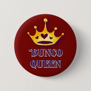 Bunco Player Bunco Queen Modern Red 2 Inch Round Button