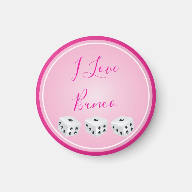 Bunco Player Dice Pink Love Magnet (Front)
