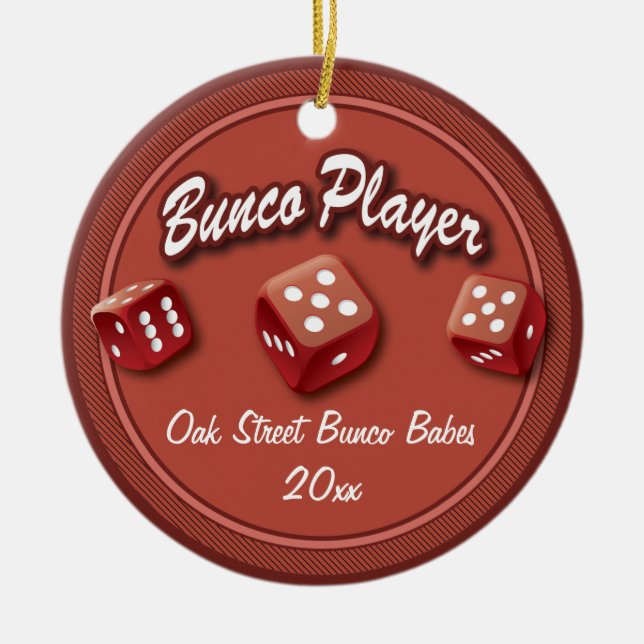 Bunco Player Group Ceramic Ornament (Front)