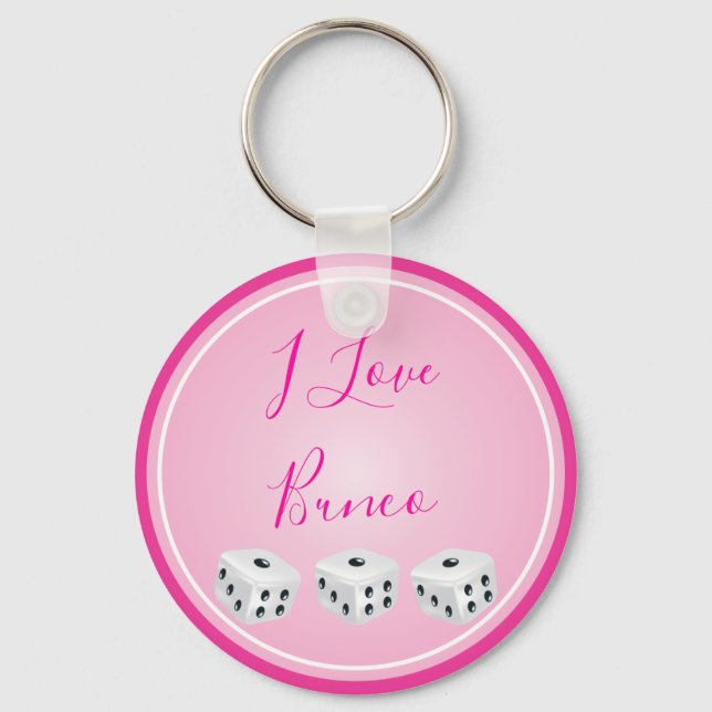 Bunco Player I Love Bunco Dice Pink Keychain (Front)