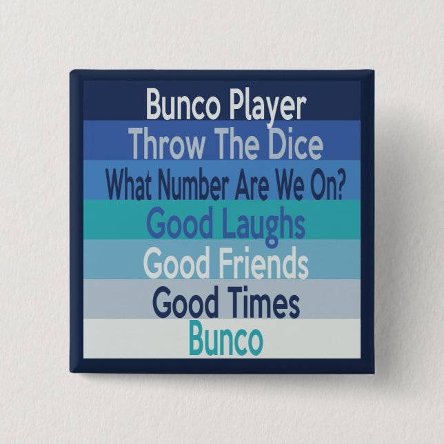 Bunco Player Modern Stripe Design 2 Inch Square Button (Front)