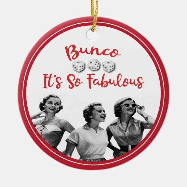Bunco Player Retro Vintage Dice Ceramic Ornament (Front)