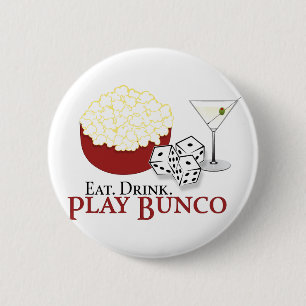 Bunco Popcorn Cocktail 2 Inch Round Button