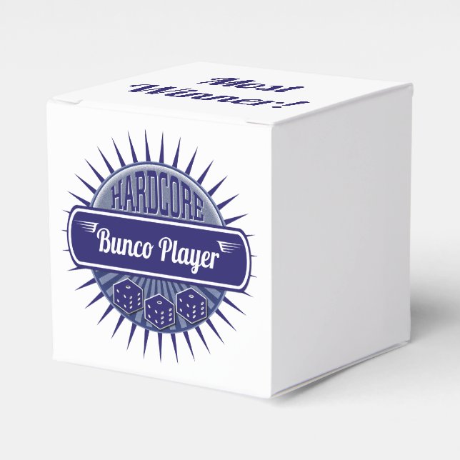 Bunco Prize Winner Bunco Player Dice Blue Favor Box (Front Side)