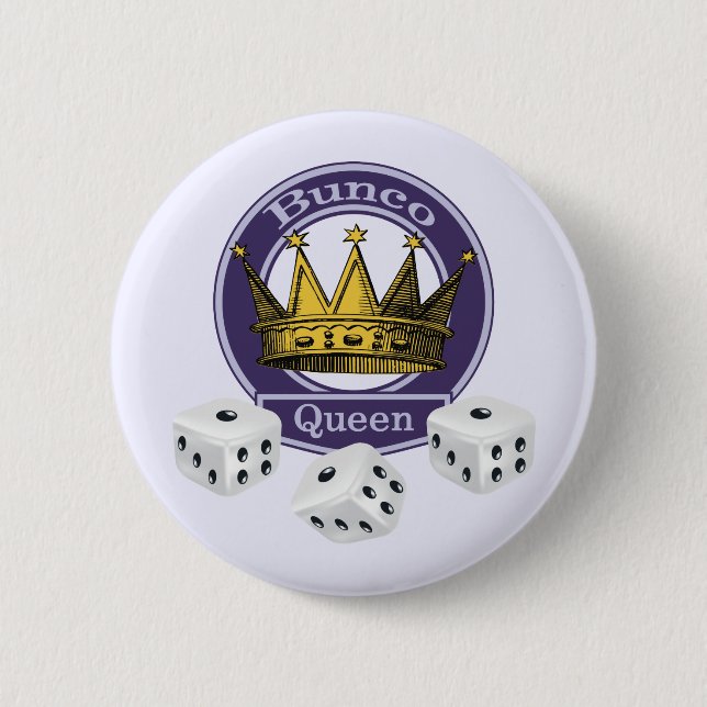 Bunco Queen Crown and Dice 2 Inch Round Button (Front)