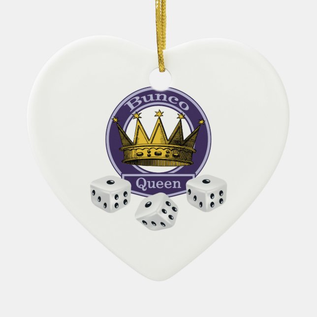 Bunco Queen Crown and Dice Ceramic Ornament (Front)