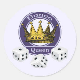 Bunco Queen Crown and Dice Classic Round Sticker