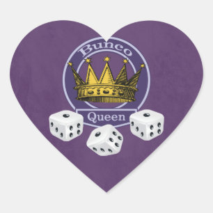 Bunco Queen Crown and Dice Heart Sticker