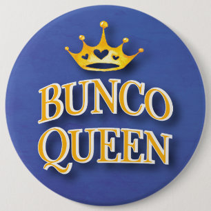 Bunco Queen Heart Crown Yellow Watercolor 6 Inch Round Button