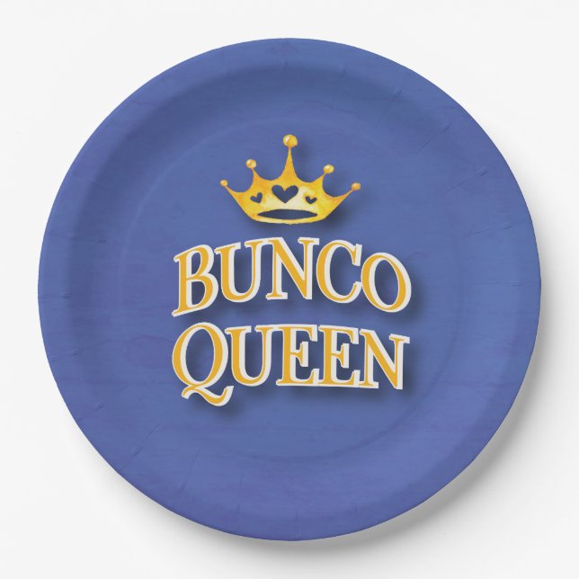 Bunco Queen Party Watercolor Crown Paper Plate (Front)