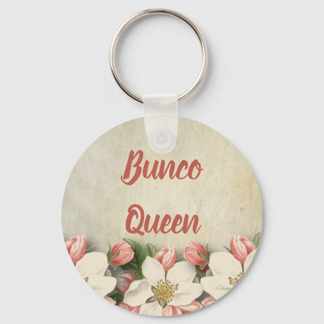 Bunco Queen Vintage Flower Garden Keychain (Front)