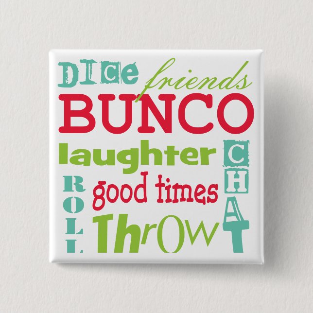 Bunco Subway Art Design By Artinspired 2 Inch Square Button (Front)