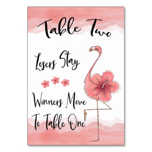 Bunco Table Card #2 Pink Flamingo Fun