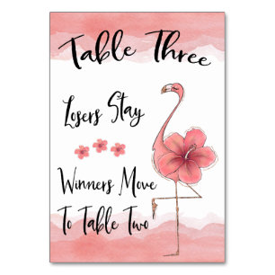 Bunco Table Card #3 Pink Flamingo Fun