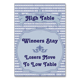 Bunco Table Card - High Table