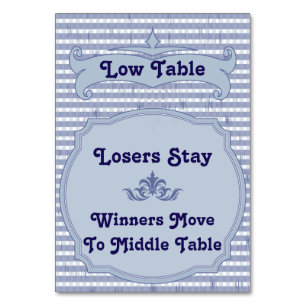 Bunco Table Card - Low Table
