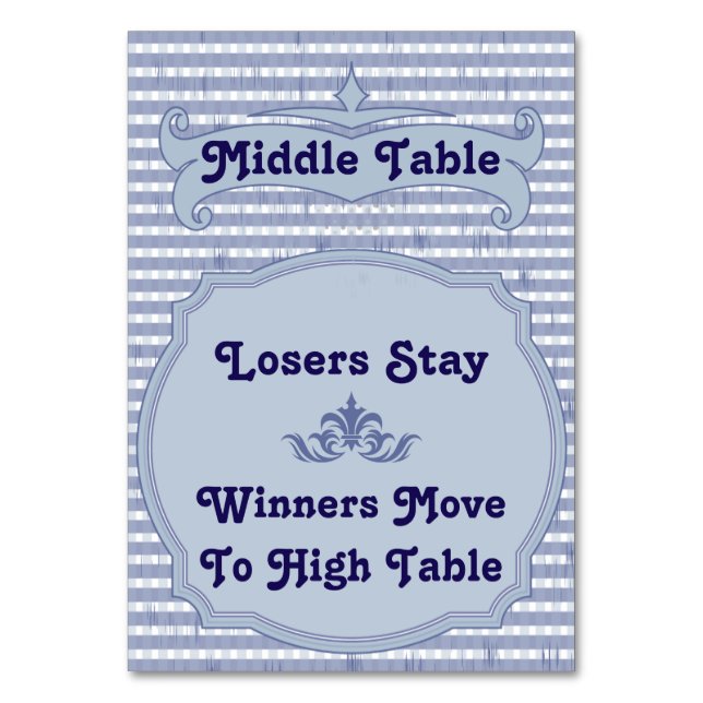 Bunco Table Card - Middle Table (Front)