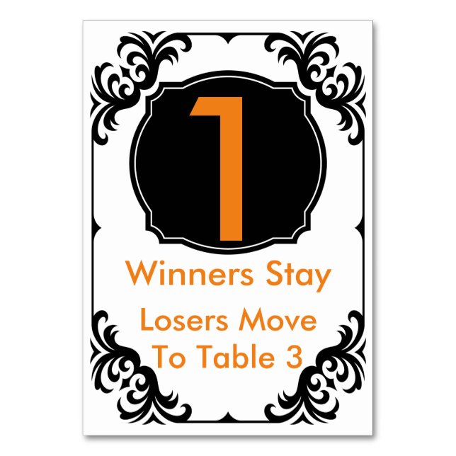 Bunco Table Card orange and black -#1 (Back)