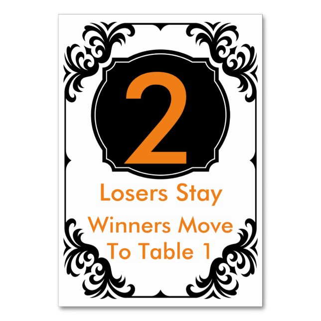 Bunco Table Card  orange and black - #2 (Front)