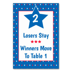 Bunco Table Card - Patriotic  Red,White & Blue #2