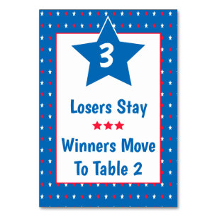 Bunco Table Card - Patriotic  Red,White & Blue #3
