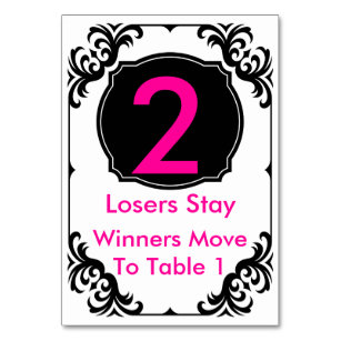Bunco Table Card  pink and black - #2