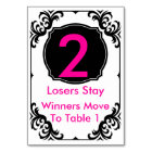 Bunco Table Card  pink and black - #2