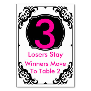 Bunco Table Card pink and black - #3