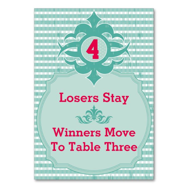 Bunco Table Card - Plaid #4 (Front)