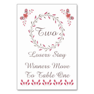 Bunco Table Card - Pretty Floral #2