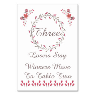 Bunco Table Card - Pretty Floral #3