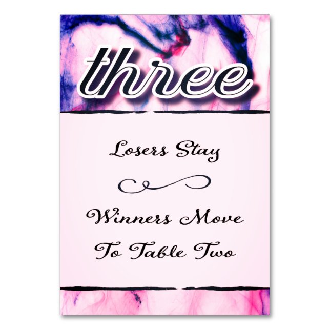 Bunco Table Card Watercolor Three (Front)