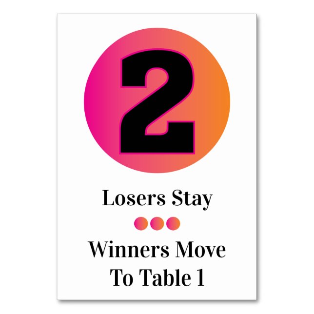 Bunco Table Cards Set - Circle 2 (Front)