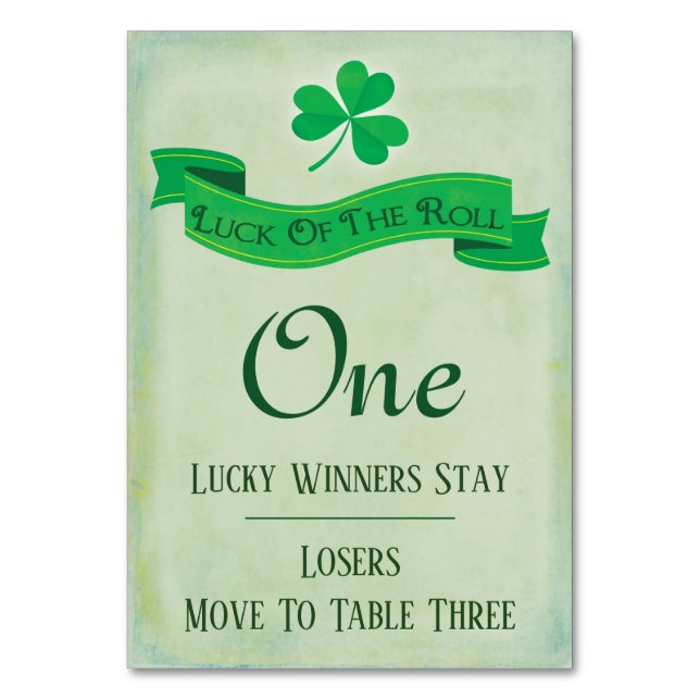 Bunco Table One March Saint Patricks  Number (Front)