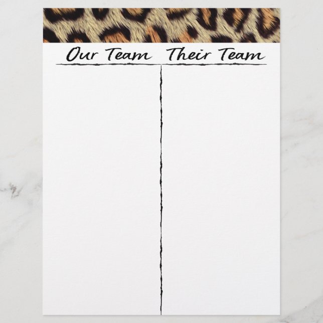 Bunco Tally Sheet - Players Gone Wild Leopard (Front)