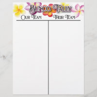 Bunco Tropical Aloha Flowers Tally Score Sheet