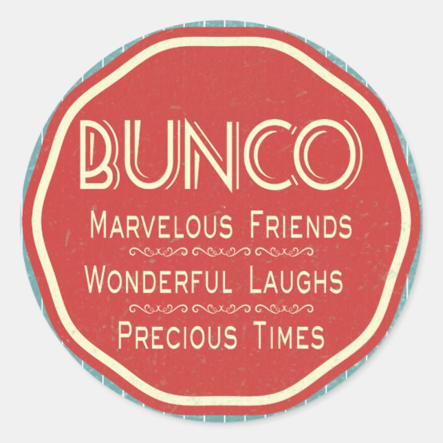 Bunco Vintage Emblem Classic Round Sticker (Front)
