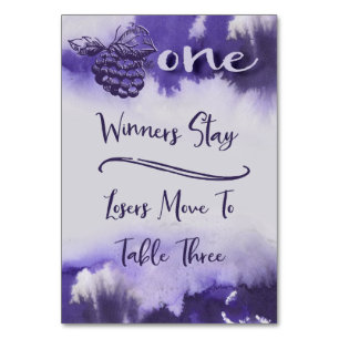 Bunco Wine Grapes Pretty Watercolor Table 1 Number