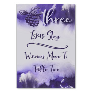 Bunco Wine Grapes Pretty Watercolor Table 3 Number