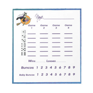 Bunco Witch Halloween  - Score Pad/ Score Sheet Notepad