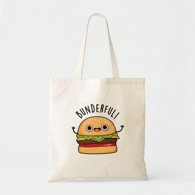 Bunderful Funny Burger Bun Pun Tote Bag (Front)