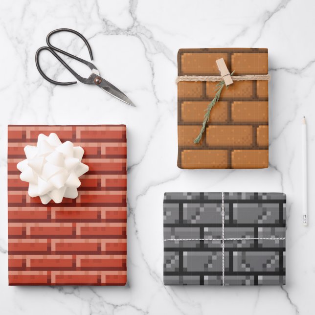 Bundle #1 8-Bit Video Game Themed Wrapping Paper Sheet (Front)