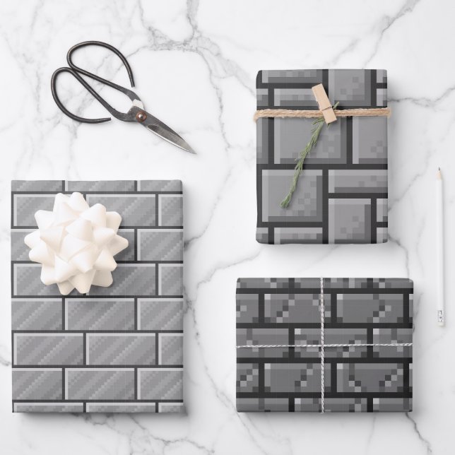 Bundle #2 8-Bit Video Game Themed Wrapping Paper Sheet (Front)