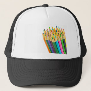Bundle of coloured pencils on white background.JPG Trucker Hat