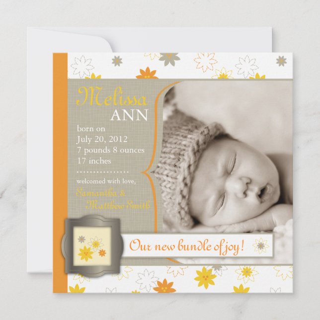 Bundle of Joy Birth Announcement Square (Front)