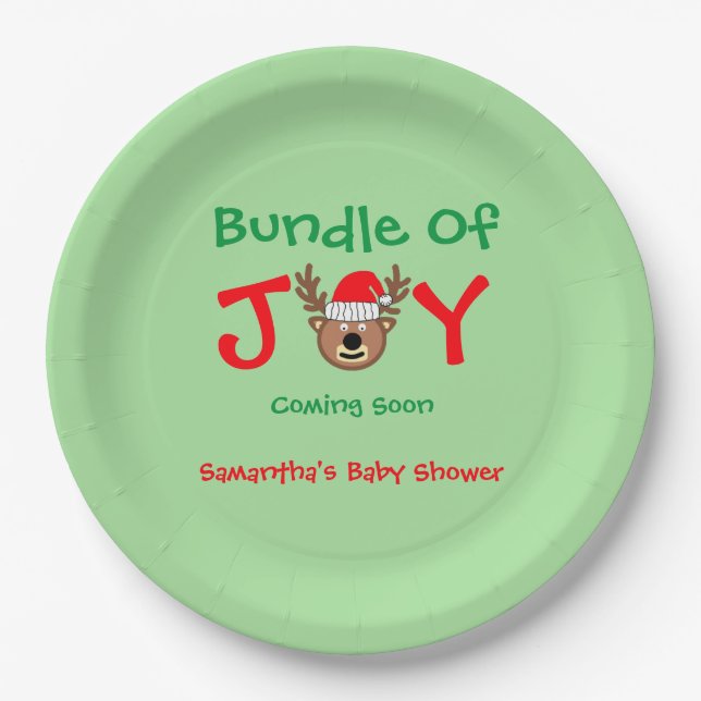 Bundle of Joy Christmas Baby Shower Paper Plate (Front)